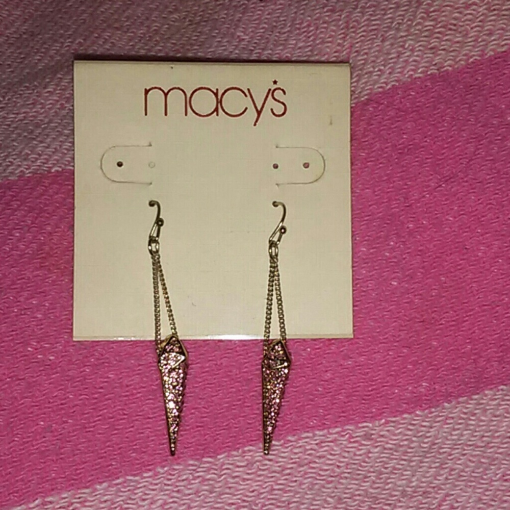 Macys pink rhinestone spike earrings